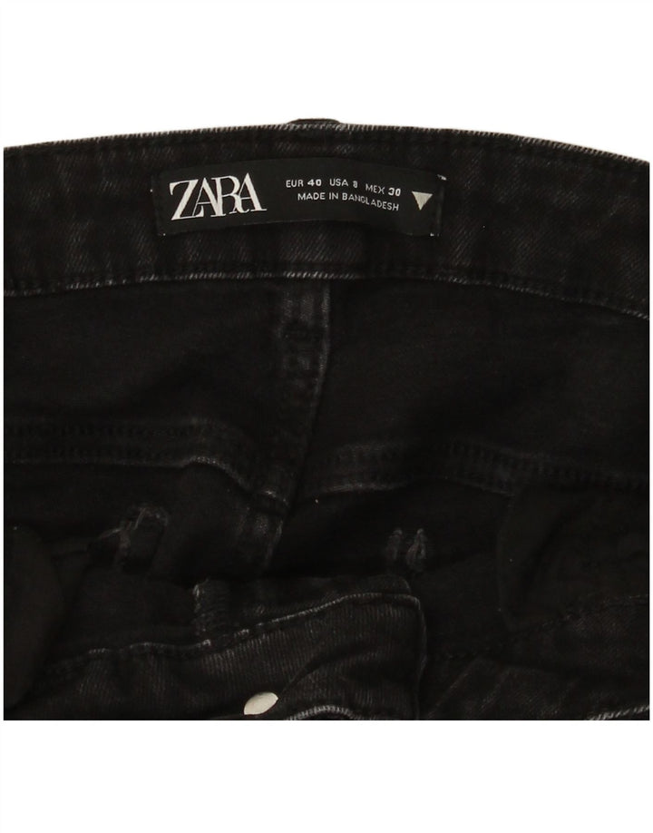 Zara Γυναικεία Distressed Slim Jeans EU 40 Medium W30 L27 Black Cotton