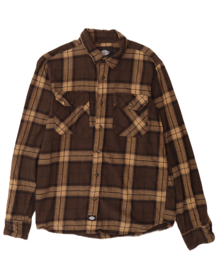 Ανδρικό φανελένιο πουκάμισο Dickies Μικρό καφέ βαμβακερό