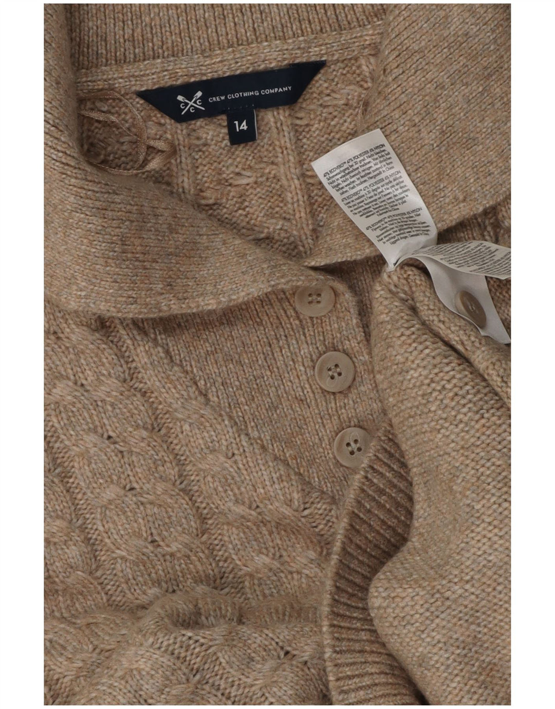 Crew Clothing Γυναικείο πουλόβερ με λαιμό polo UK 14 μεσαίο μπεζ πολυεστέρα