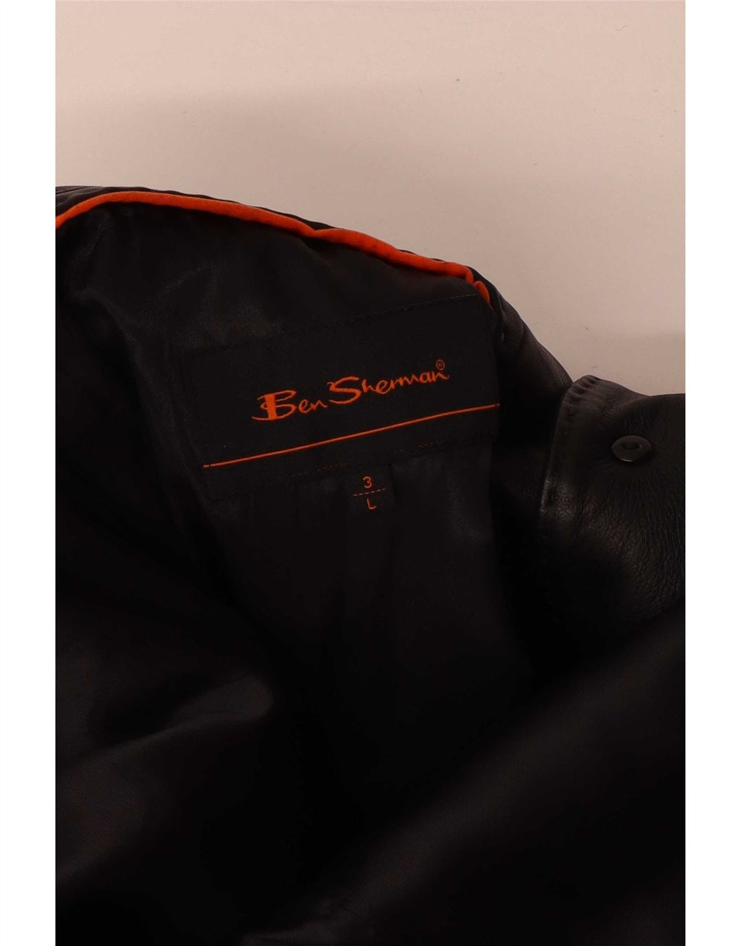 Ben Sherman Ανδρικό Δερμάτινο Μπουφάν με 3 Κουμπιά UK 40 Large Black