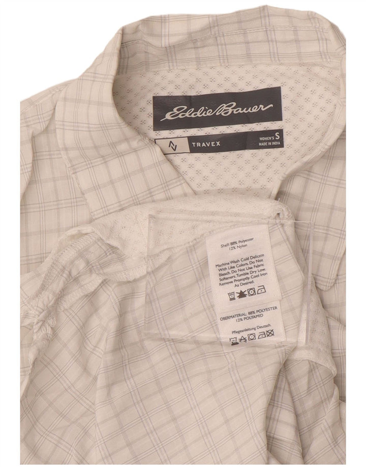 EDDIE BAUER Γυναικείο πουκάμισο UK 10 Small White Check Polyester