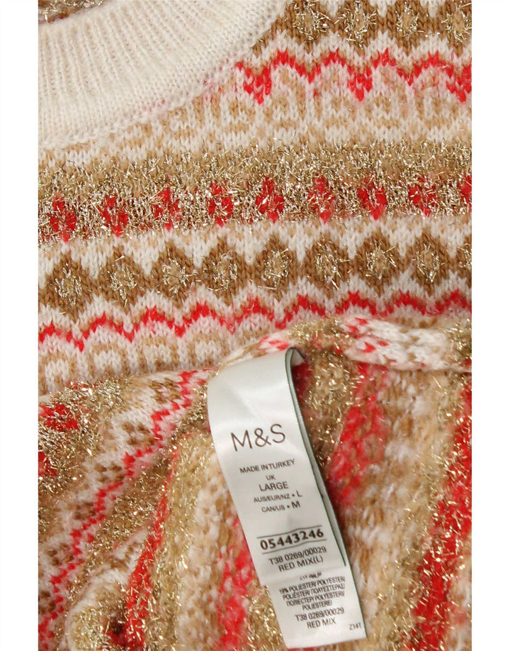 Marks & Spencer Γυναικείο πουλόβερ με λαιμόκοψη UK 16 μεγάλο πολύχρωμο