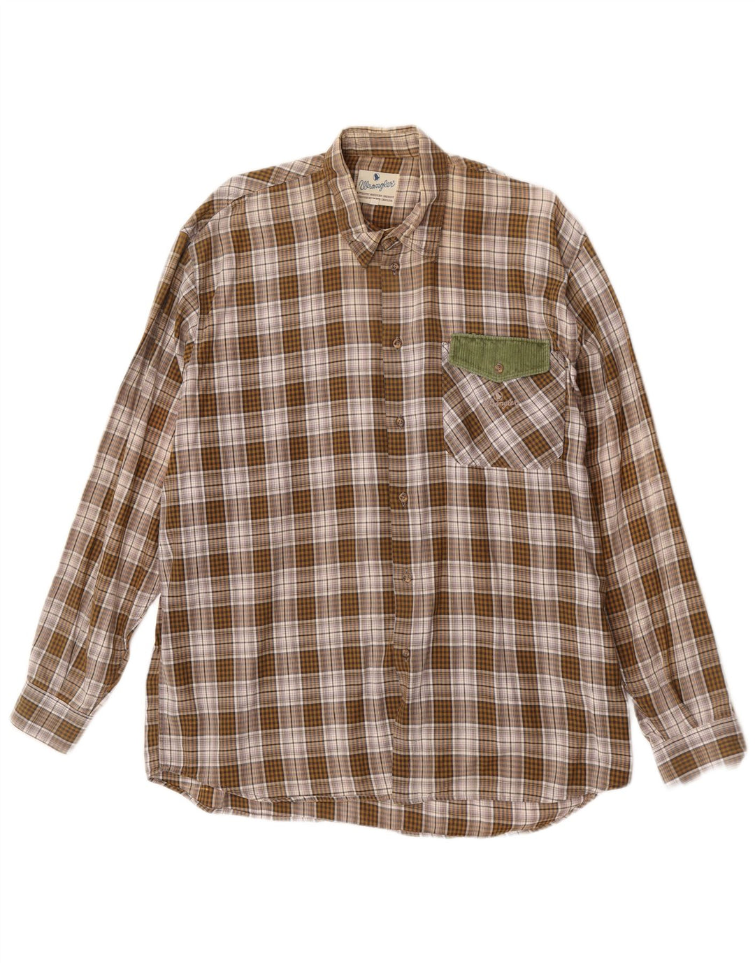 Ανδρικό φανελένιο πουκάμισο Wrangler XL καφέ καρό