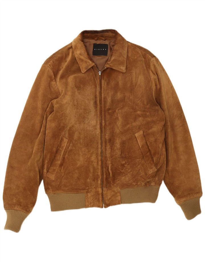 Ανδρικό Suede Bomber Jacket Sisley UK 36 Small Brown