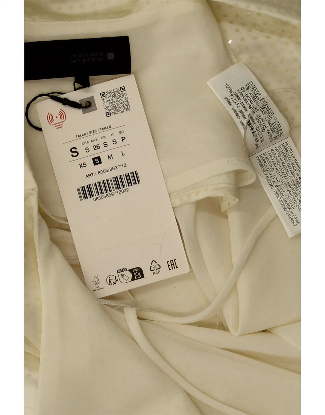 Zara γυναικείο τοπ ώμου UK 10 Small Off White Flecked Polyester