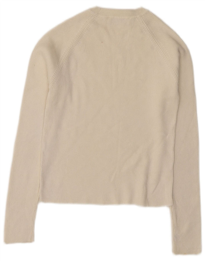 Zara Γυναικείο πουλόβερ με λαιμόκοψη Crop Crop UK 12 Medium White