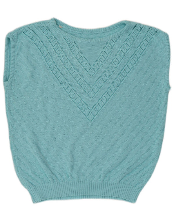 Vintage Γυναικείο Γιλέκο Tank Top IT 54 3XL Μπλε γεωμετρικό βαμβακερό