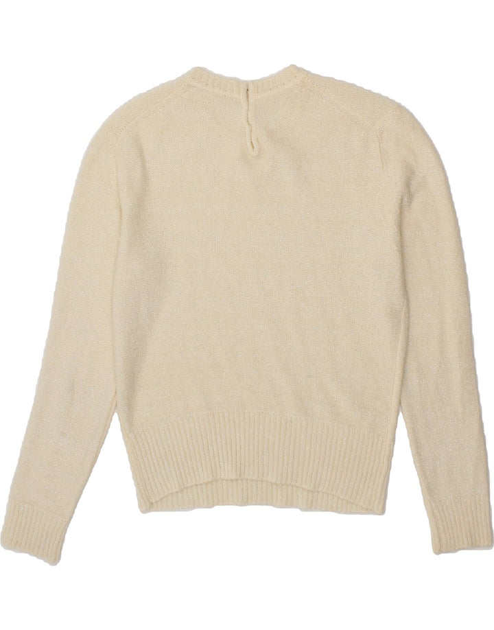 VINTAGE Womens Crew Neck Jumper Sweater UK 14 Medium Off White Vintage Vintage and Second-Hand Vintage from Messina Hembry 