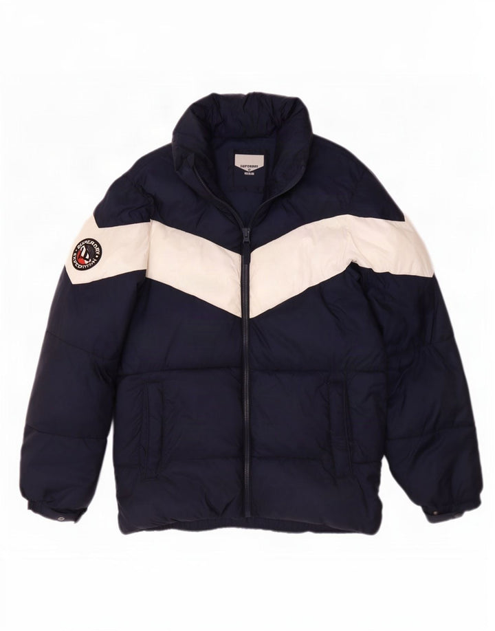 Superdry Ανδρικό μπουφάν με επένδυση UK 36 Small Navy Blue Colorblock Πολυεστέρας