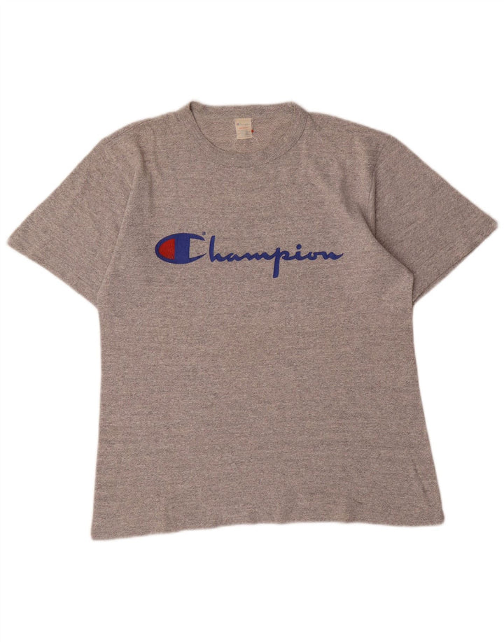 Champion Γυναικείο γραφικό T-Shirt Top UK 14 Medium Grey Cotton
