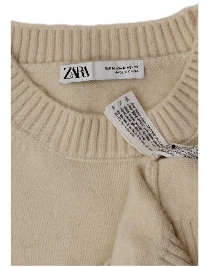 Zara Γυναικείο γιλέκο Crop Tank Top UK 14 Medium Off White Polyester