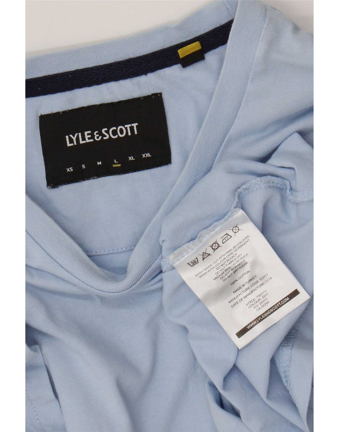 Lyle & Scott Ανδρικό T-Shirt Top Large Blue Colourblock Βαμβακερό