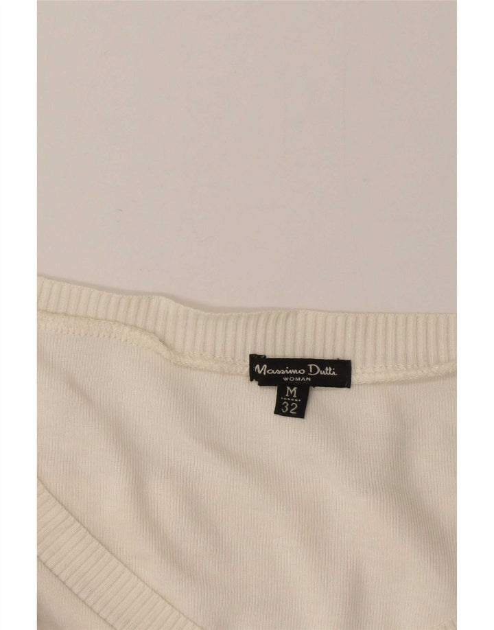 Massimo Dutti Γυναικείο πουλόβερ με λαιμόκοψη με V λαιμόκοψη UK 12 Medium Off White