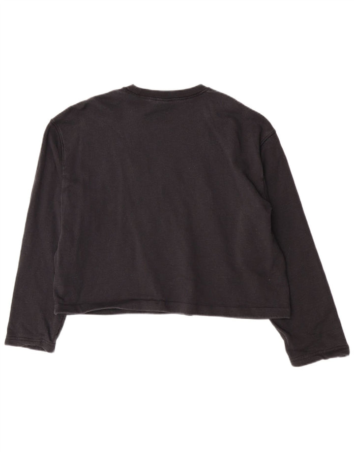 Γυναικεία Adidas Oversized Crop Graphic Μακρυμάνικο UK 8 Small Black