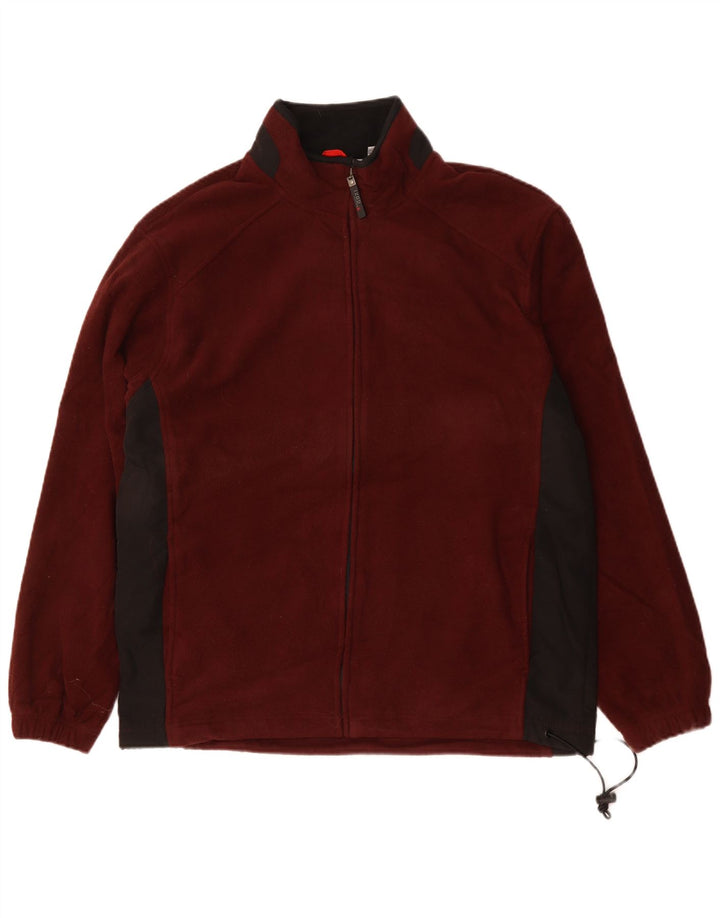 Izod Ανδρικό Fleece Jacket UK 40 Large Maroon Colourblock Polyester