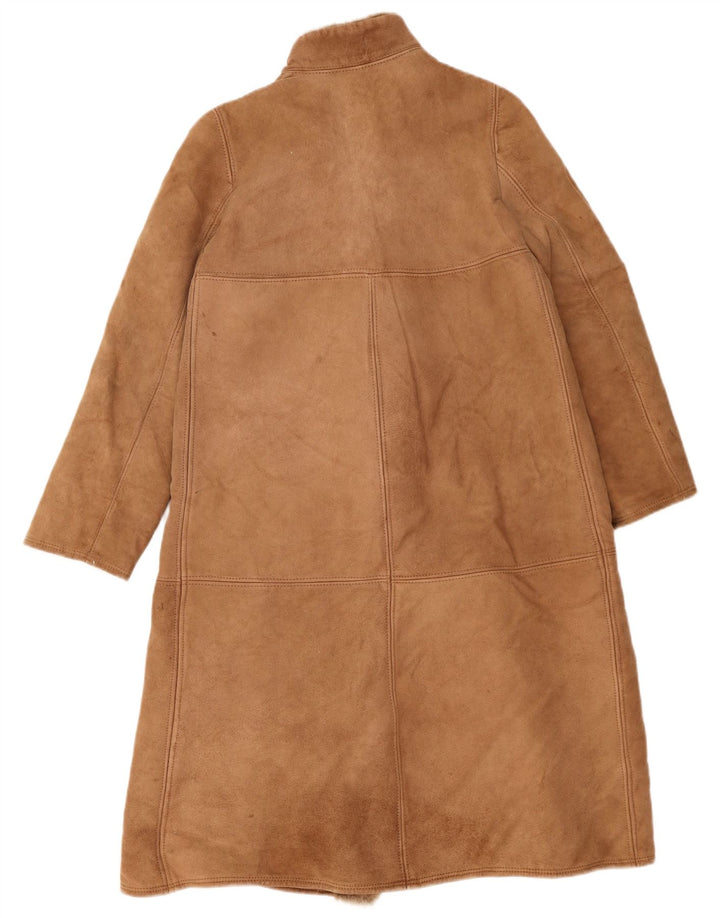 Vintage Γυναικείο Παλτό Shearling IT 44 Δερμάτινο Μεσαίο Καφέ