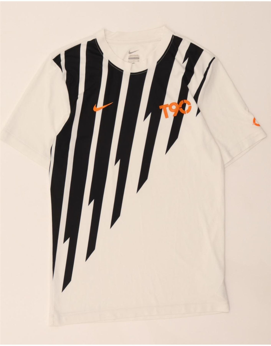 NIKE Mens Graphic T-Shirt Top Small White Striped Polyester Vintage Nike and Second-Hand Nike from Messina Hembry 