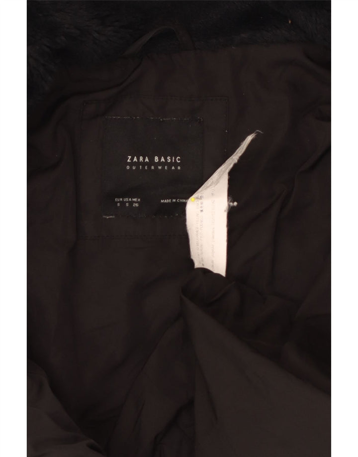 Zara Γυναικείο μπουφάν με κουκούλα UK 10 Small Black Polyester