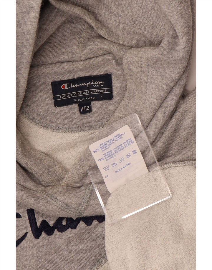 CHAMPION Boys Graphic Hoodie Jumper 11-12 ετών Γκρι βαμβακερό