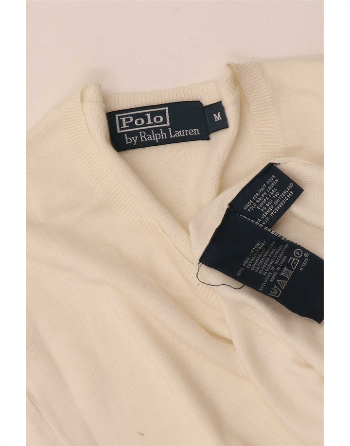 Πόλο Ralph Lauren Ανδρικό πουλόβερ με λαιμόκοψη σε μεσαίο λευκό βαμβάκι