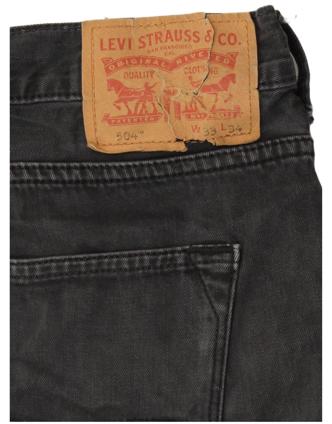 Levi's Mens 504 Straight Jeans W33 L34 Γκρι βαμβακερό