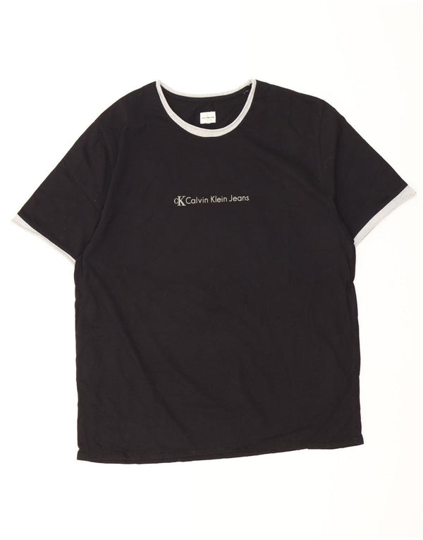 Calvin Klein Jeans Ανδρικό γραφικό T-Shirt Top Large Μαύρο