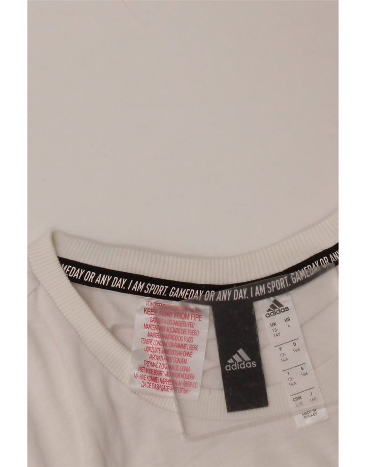 Γραφικό μπλουζάκι ADIDAS για αγόρι τοπ 13-14 ετών Λευκό