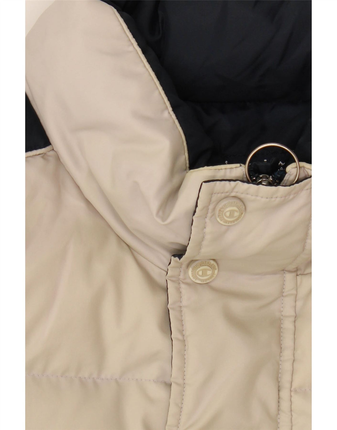 CHAMPION Mens Padded Jacket UK 40 Large Off White Colourblock Vintage Champion and Second-Hand Champion from Messina Hembry 