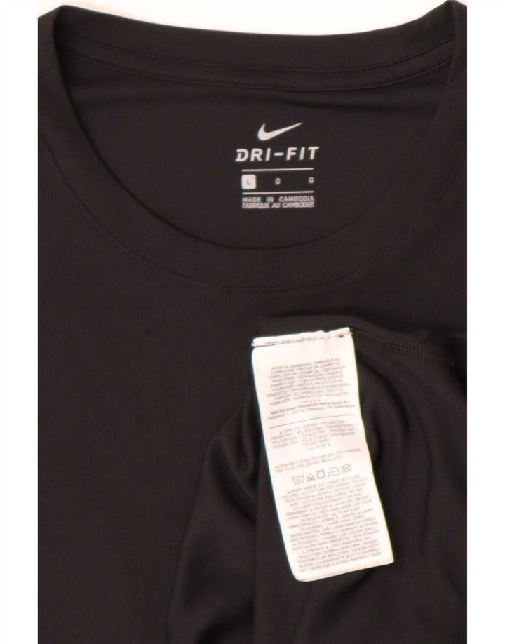 Ανδρικό γραφικό μπλουζάκι Nike Dri Fit, μαύρο πολυεστέρα
