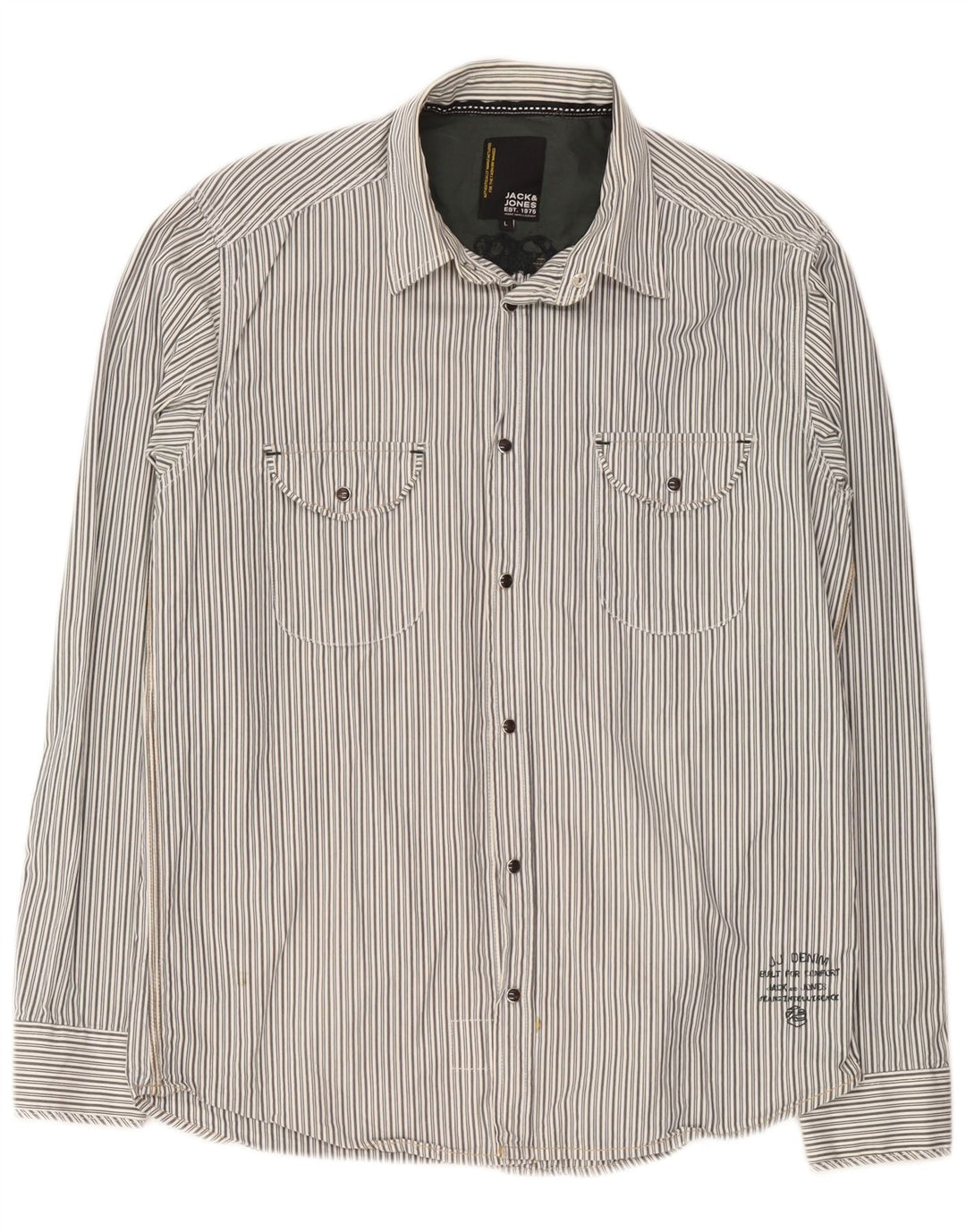 Jack & Jones Ανδρικό γραφικό πουκάμισο μεγάλο γκρι βαμβακερό ριγέ