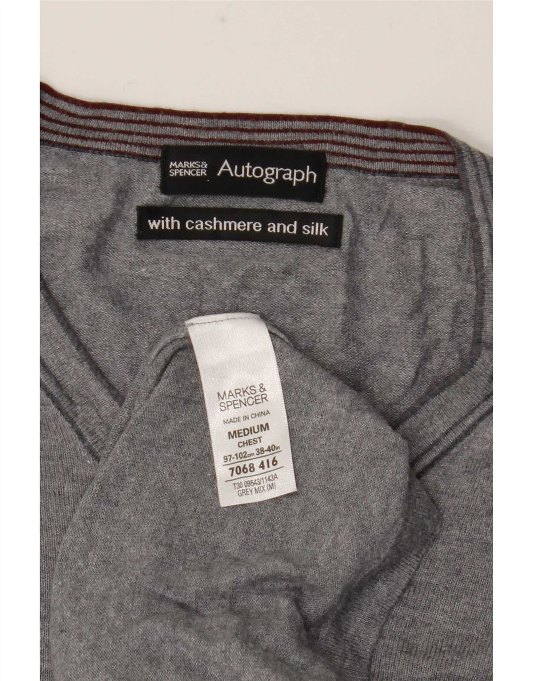 Marks & Spencer Ανδρικό Autograph Top Μακρυμάνικο Μεσαίο Γκρι Βαμβακερό