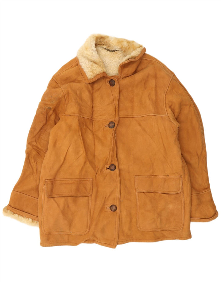 Vintage Γυναικείο Shearling Jacket IT 46 Large Brown Δερμάτινο