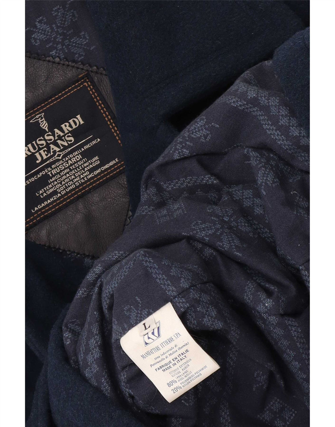 Trussardi Jeans Ανδρικό Πανωφόρι UK 40 Large Navy Blue Wool