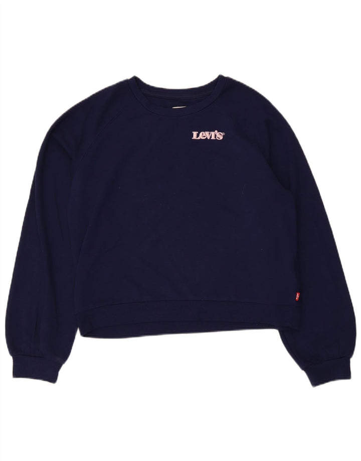 Levi's Girls Crop Sweatshirt Jumper 13-14 Years Navy Blue Polyester