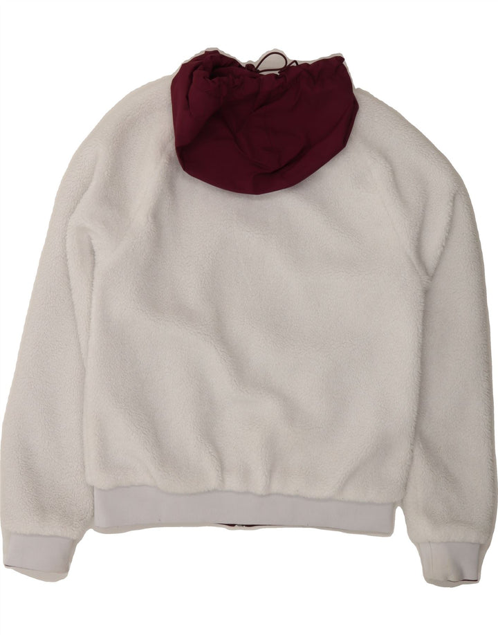 KAPPA Womens Hooded Bomber Jacket UK 14 Medium Maroon Colourblock Vintage Kappa and Second-Hand Kappa from Messina Hembry 