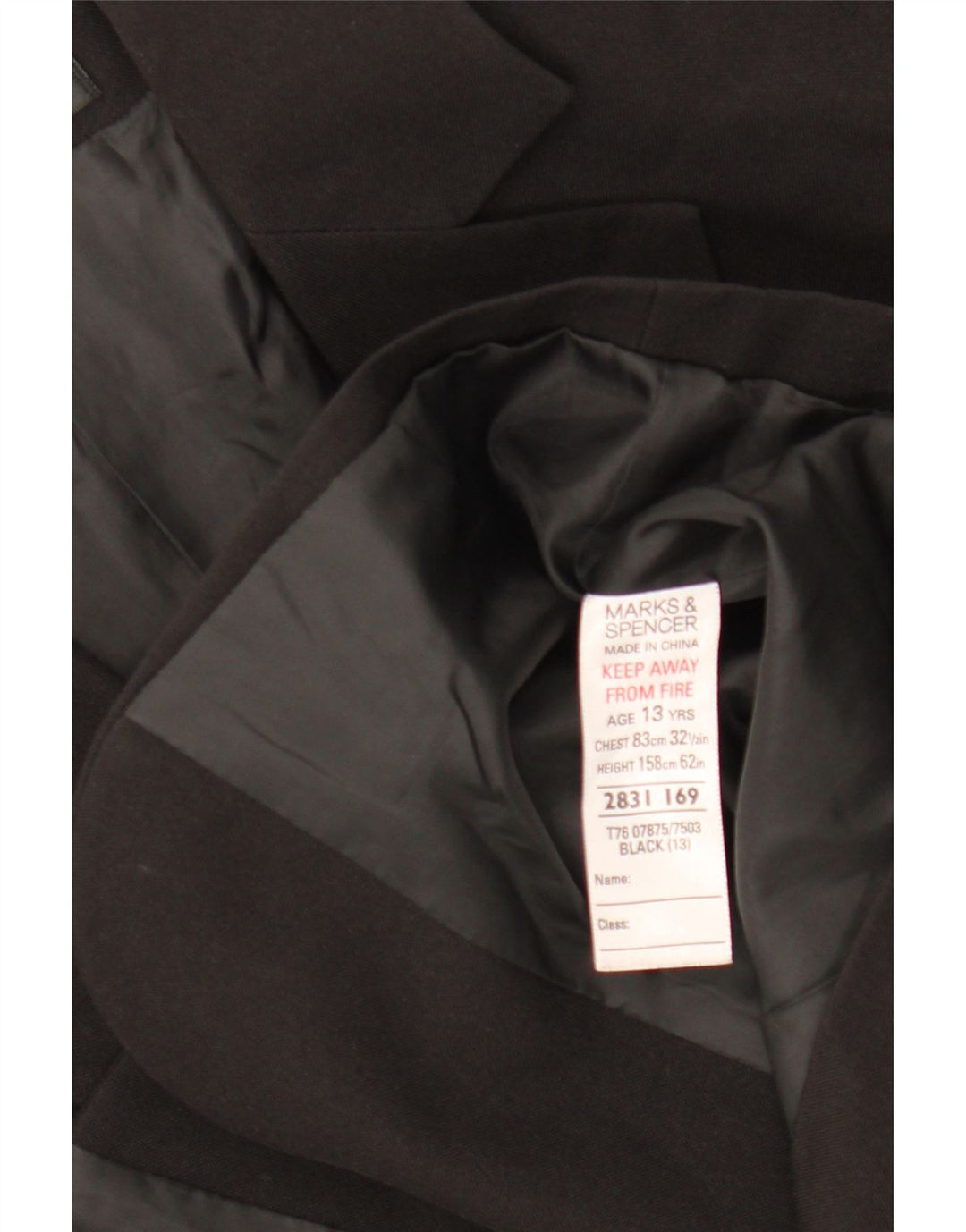 MARKS & SPENCER Girls 2 Button Blazer Jacket 12-13 Years Black Polyester