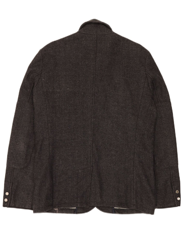 Zara Mens Utility Jacket UK 40 Μεγάλο Γκρι Μαλλί ψαροκόκαλο