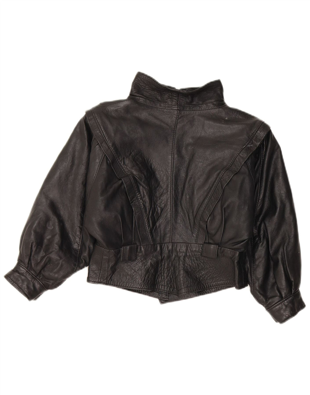 Vintage Girls Leather Jacket 7-8 Years Medium Black Leather