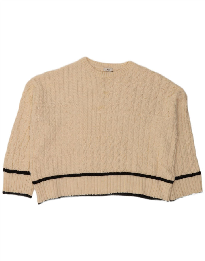 Marks & Spencer Γυναικείο πουλόβερ υπερμεγέθη Crew Neck Jumper UK 18 XL Λευκό