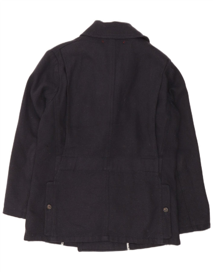 Montedoro Ανδρικό παλτό μπιζελιού IT 48 Medium Navy Blue Wool