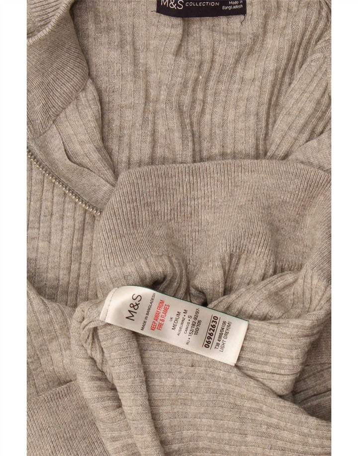 Ανδρικό πουλόβερ με φερμουάρ Marks & Spencer με μεσαίο γκρι βισκόζη