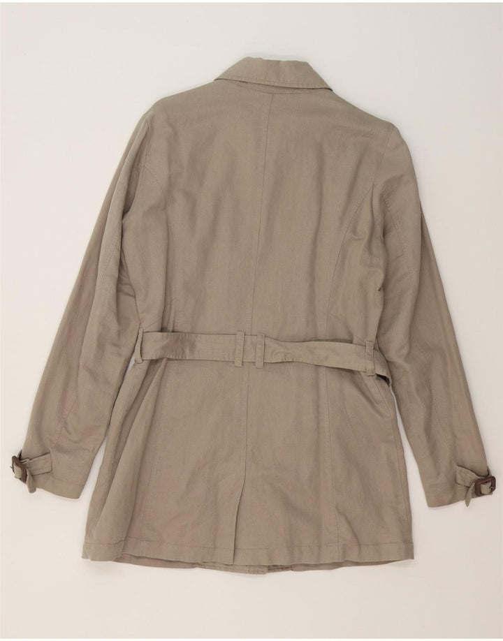 WOOLRICH Womens Trench Coat UK 14 Medium Grey Ramie Vintage Woolrich and Second-Hand Woolrich from Messina Hembry 