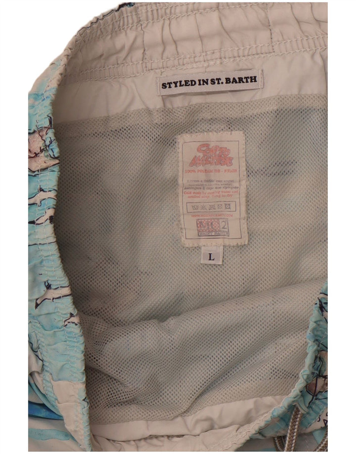 MC2 SAINT BARTH Ανδρικό σορτς κολύμβησης με αφηρημένο σχέδιο μεγάλο μπλε νάιλον