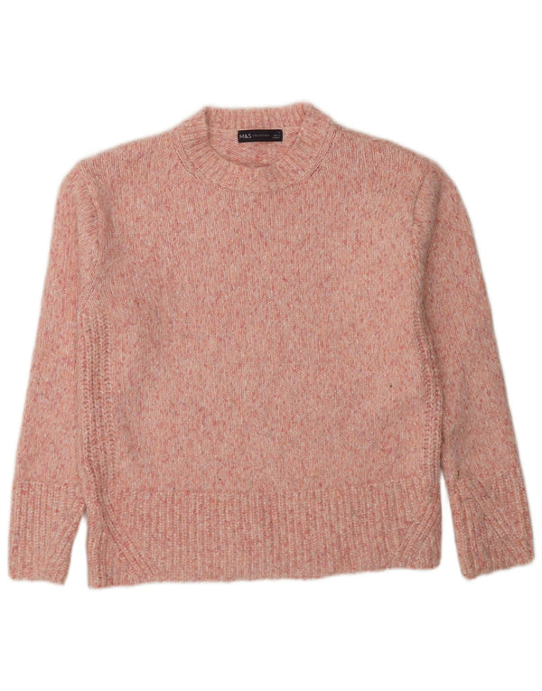 Marks & Spencer Womens Crew Neck Jumper Sweater UK 10 Small Pink Flecked