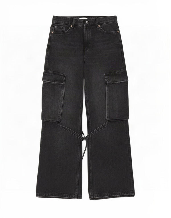 Zara Γυναικεία τζιν φαρδιά ποδαρικά φορτηγά EU 34 2XS W24 L31 Γκρι