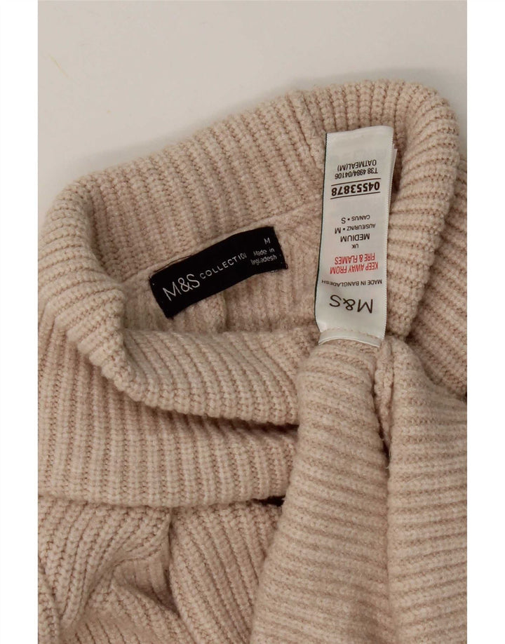Marks & Spencer Γυναικείο πουλόβερ με ρολό λαιμόκοψη UK 14 μεσαία μπεζ βισκόζη