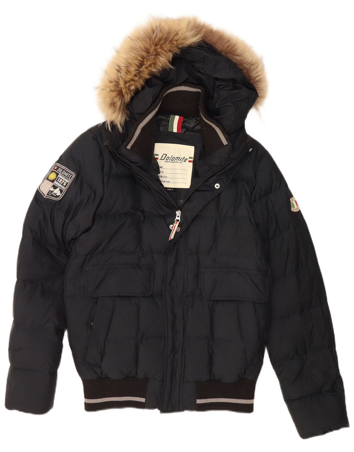 Ανδρικό μπουφάν με κουκούλα DOLOMITE UK 36 μικρό μαύρο πολυεστέρα