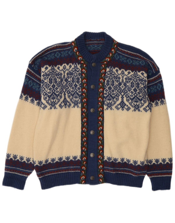 Vintage ανδρικό πουλόβερ ζακέτα Large Off White Fair Isle