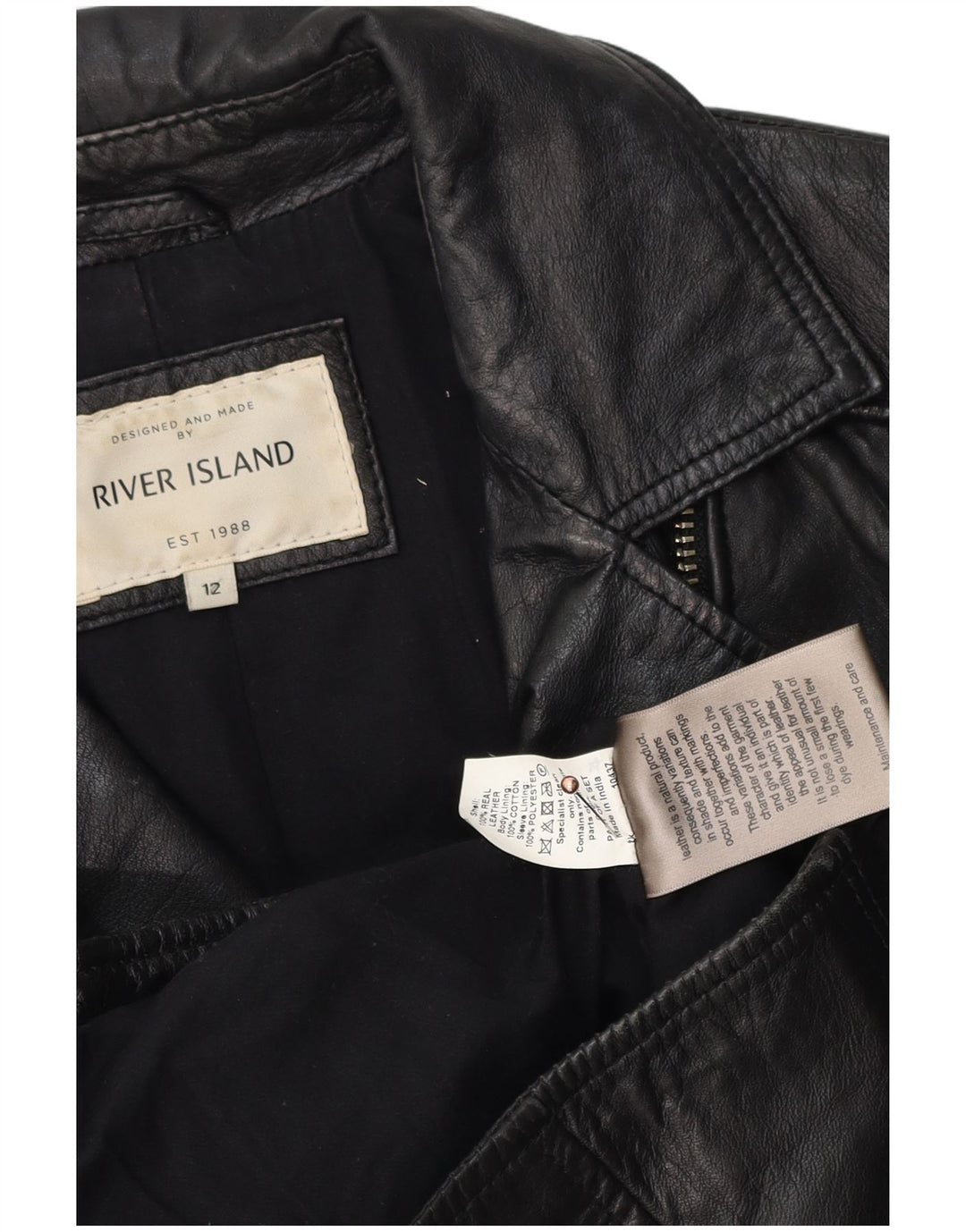 River Island Γυναικείο Δερμάτινο Μπουφάν Biker UK 12 Medium Μαύρο