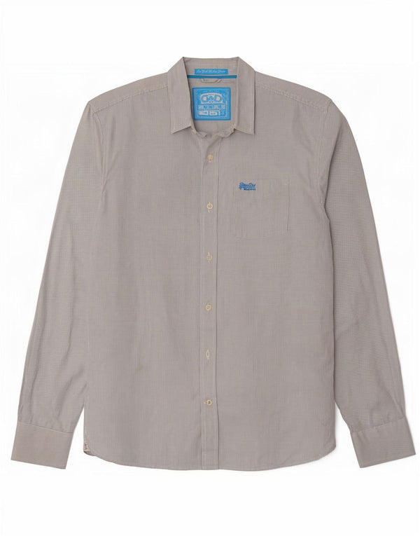 Ανδρικό πουκάμισο Superdry 2XL Λευκό βαμβακερό Gingham